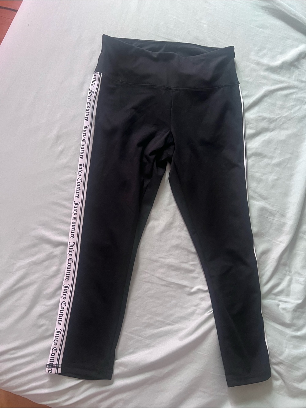 Black Juicy Couture Womens Active Leggings with Side Stripe